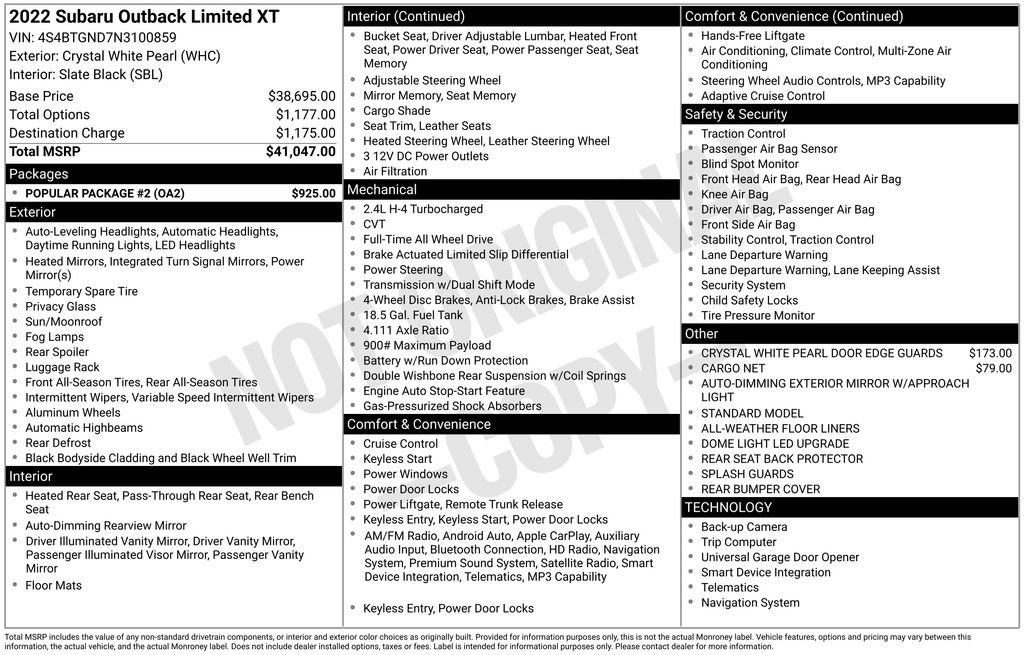 Used 2022 Subaru Outback Limited XT w/ Popular Package #2 image 8