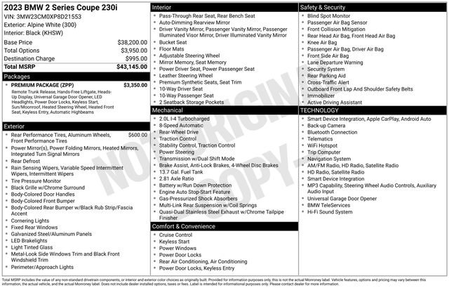 Used 2023 BMW 230i Coupe w/ Premium Package RWD image 44