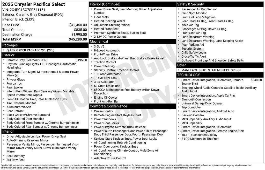 Used 2025 Chrysler Pacifica Select FWD image 35