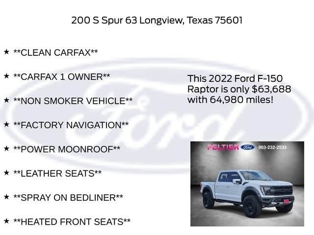 Certified 2022 Ford F150 Raptor w/ Equipment Group 801A High AWD/4WD image 27