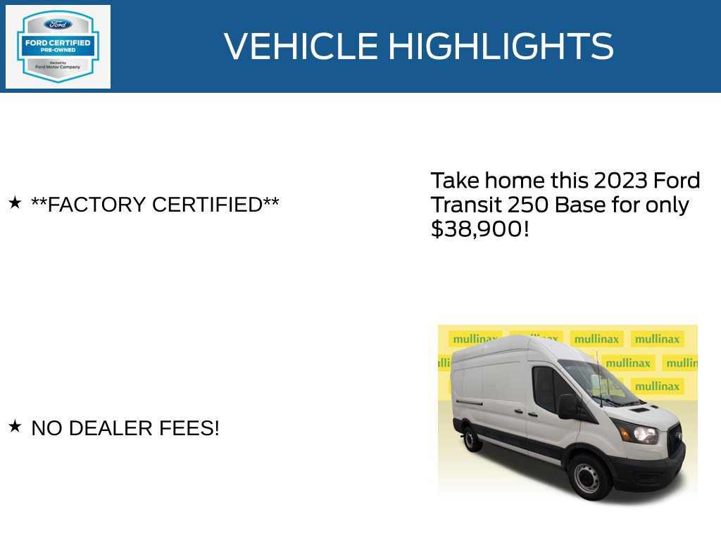 Certified 2023 Ford Transit 250 148 High Roof w/ Load Area Protection Package RWD image 12