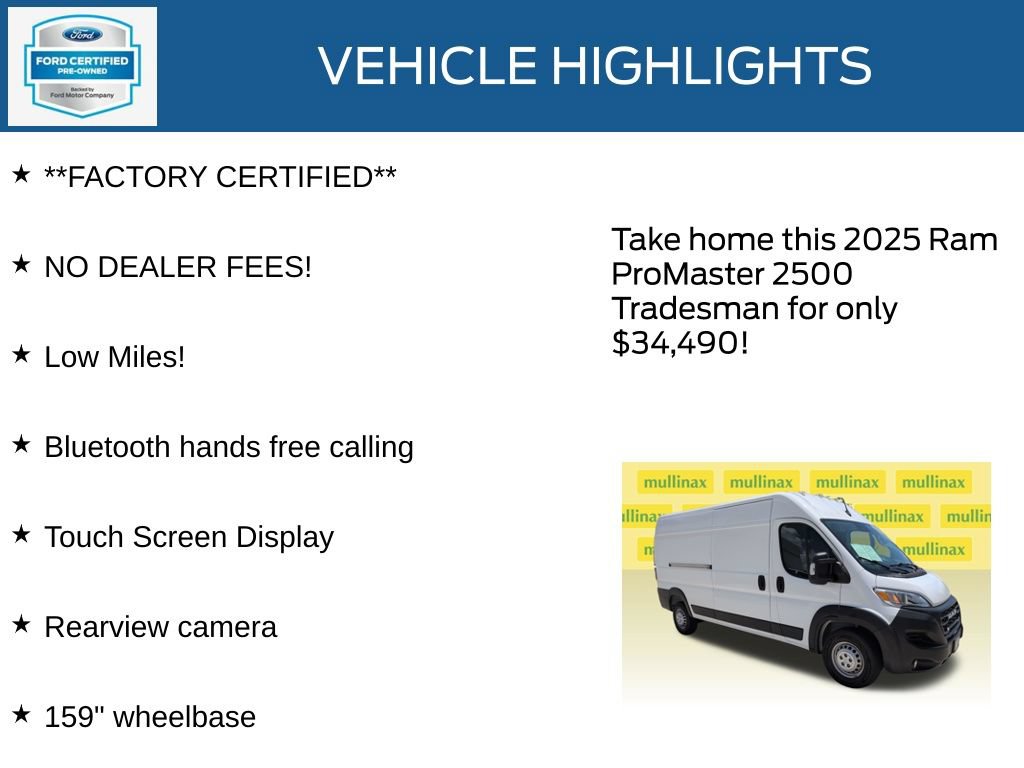 Used 2025 RAM ProMaster 2500 w/ Convenience Group FWD image 12