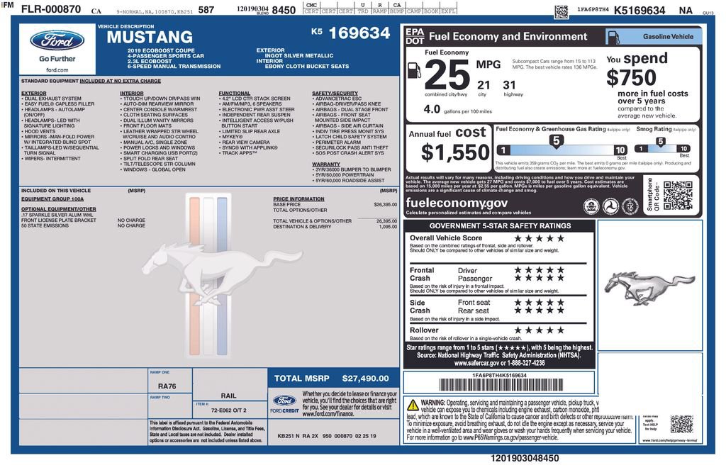 Certified 2019 Ford Mustang Coupe image 3