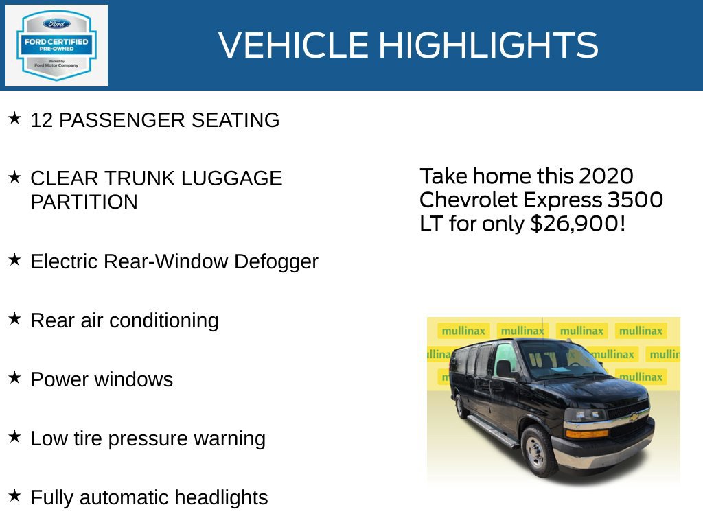 Used 2020 Chevrolet Express 3500 LT w/ LT Preferred Equipment Group RWD image 23