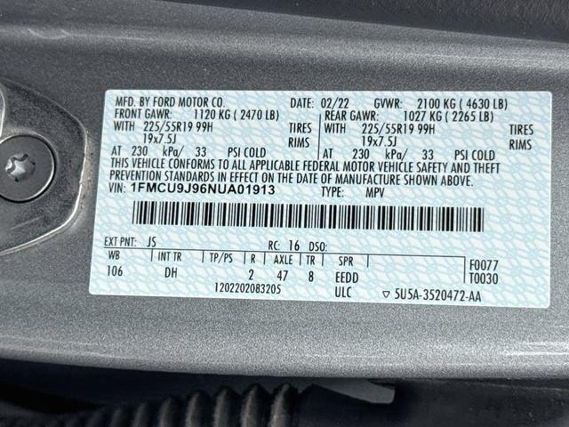 Certified 2022 Ford Escape Titanium w/ Titanium Elite Package AWD/4WD image 43