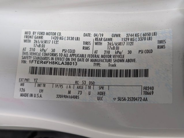 Certified 2019 Ford Ranger XLT w/ Equipment Group 302A Luxury image 10