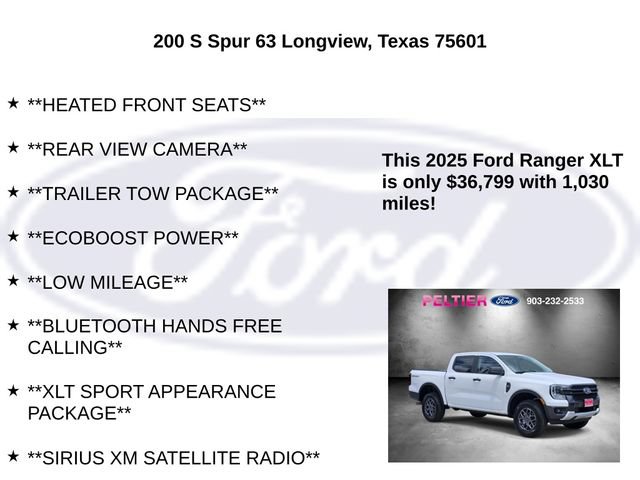 Certified 2025 Ford Ranger XLT w/ Equipment Group 301A High RWD image 15