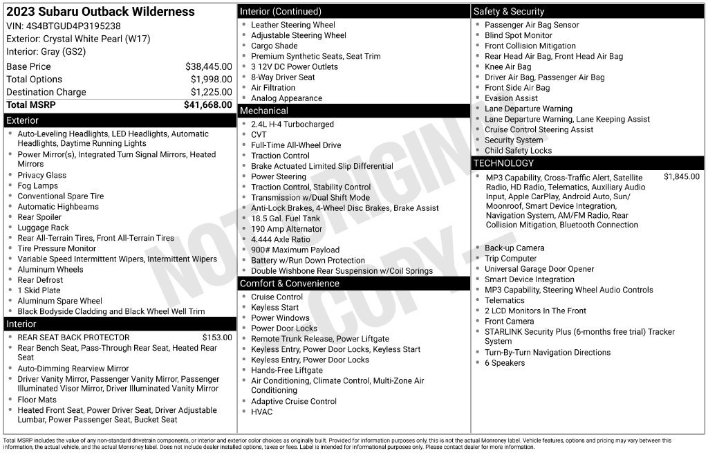 Used 2023 Subaru Outback Wilderness AWD/4WD image 3