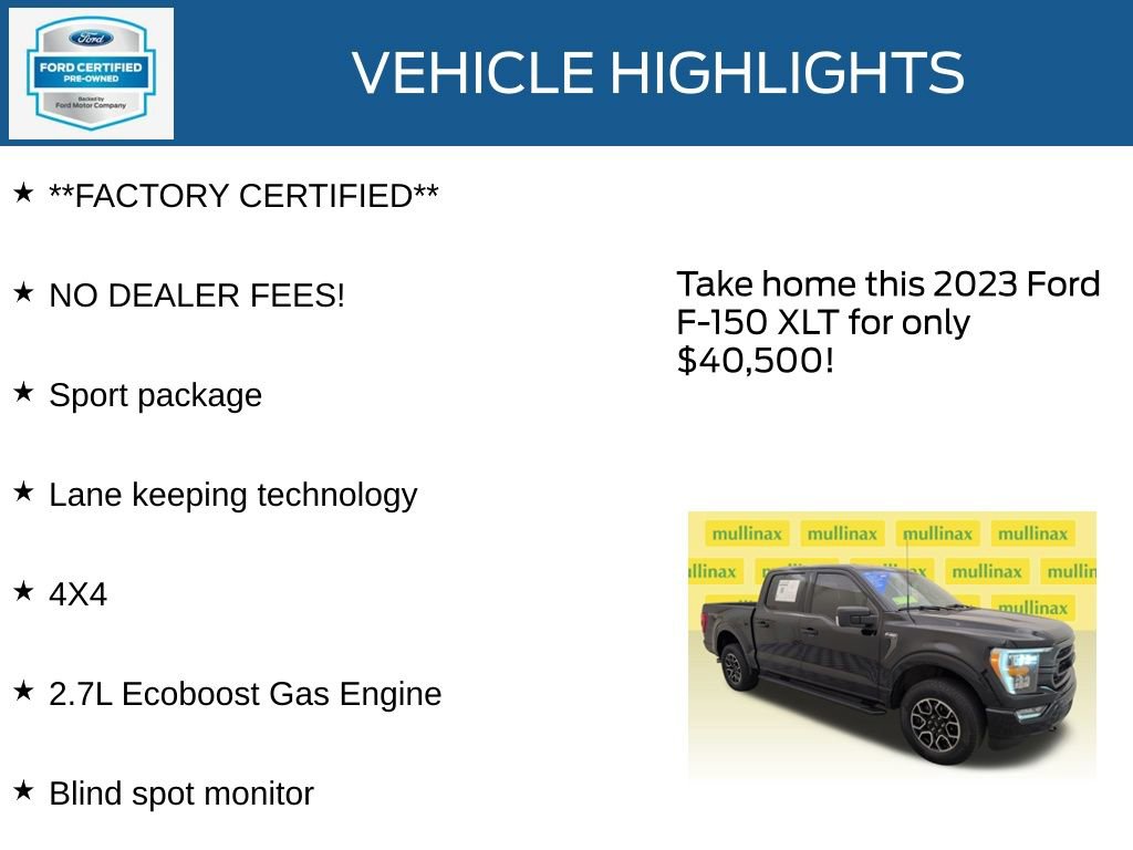 Certified 2023 Ford F150 XLT w/ Equipment Group 302A High image 12