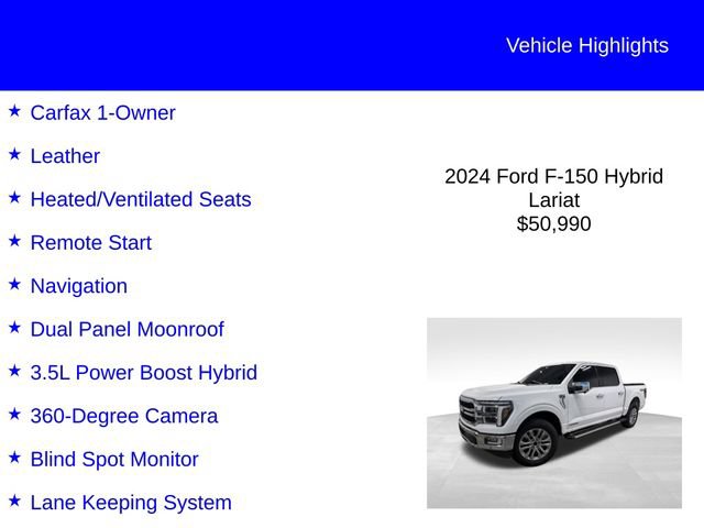 Certified 2024 Ford F150 Lariat w/ Equipment Group 502A High AWD/4WD image 3
