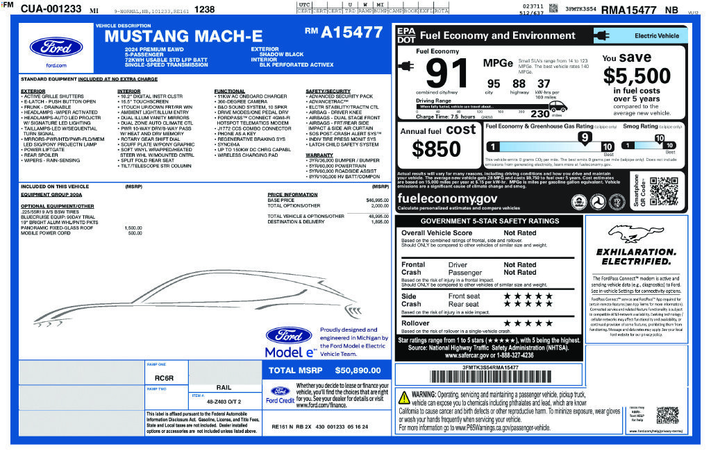Certified 2024 Ford Mustang Mach-E Premium AWD/4WD image 6
