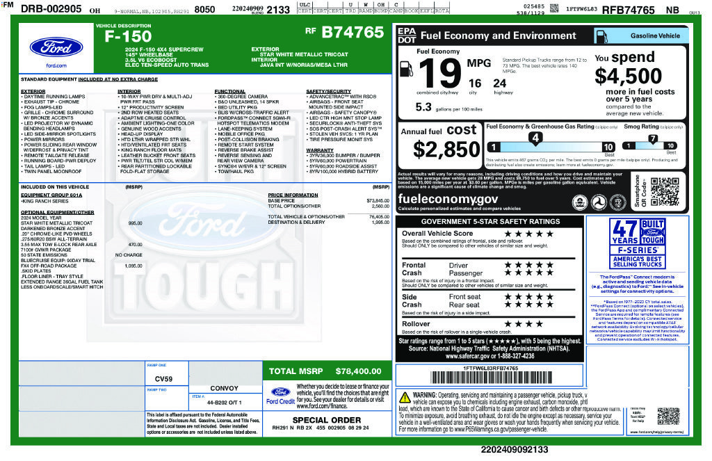 Certified 2024 Ford F150 King Ranch w/ FX4 Off-Road Package AWD/4WD image 31