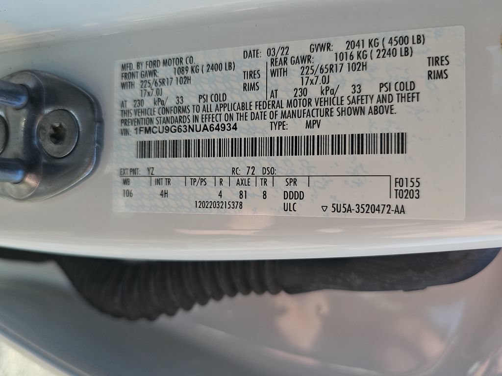Certified 2022 Ford Escape SE AWD/4WD image 33