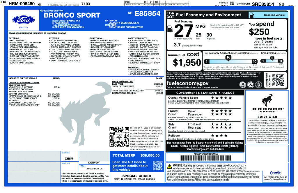 Certified 2025 Ford Bronco Sport Outer Banks w/ Outer Banks Tech Package+ AWD/4WD image 26