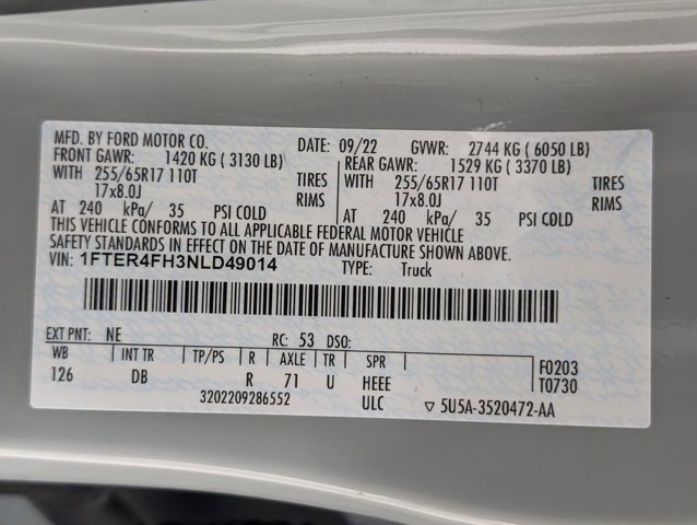 Certified 2022 Ford Ranger Lariat w/ Equipment Group 501A High image 11