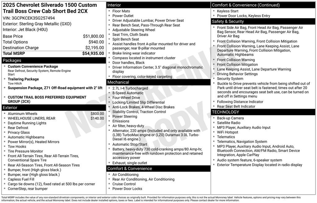 Used 2025 Chevrolet Silverado 1500 Custom Trail Boss AWD/4WD image 5