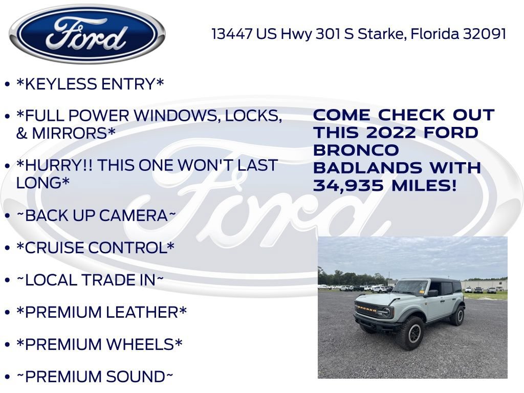 Certified 2022 Ford Bronco Badlands w/ Sasquatch Package AWD/4WD image 12