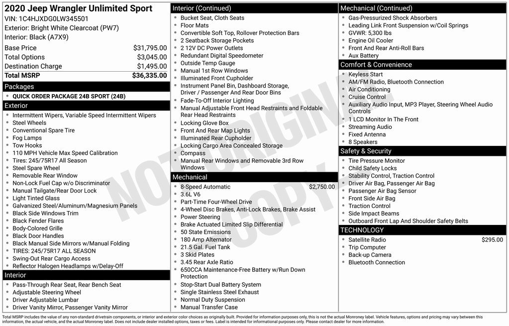 Used 2020 Jeep Wrangler Unlimited Sport