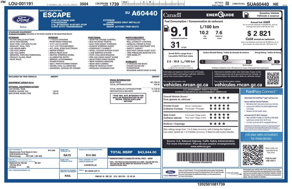 Certified 2025 Ford Escape Platinum AWD/4WD image 2