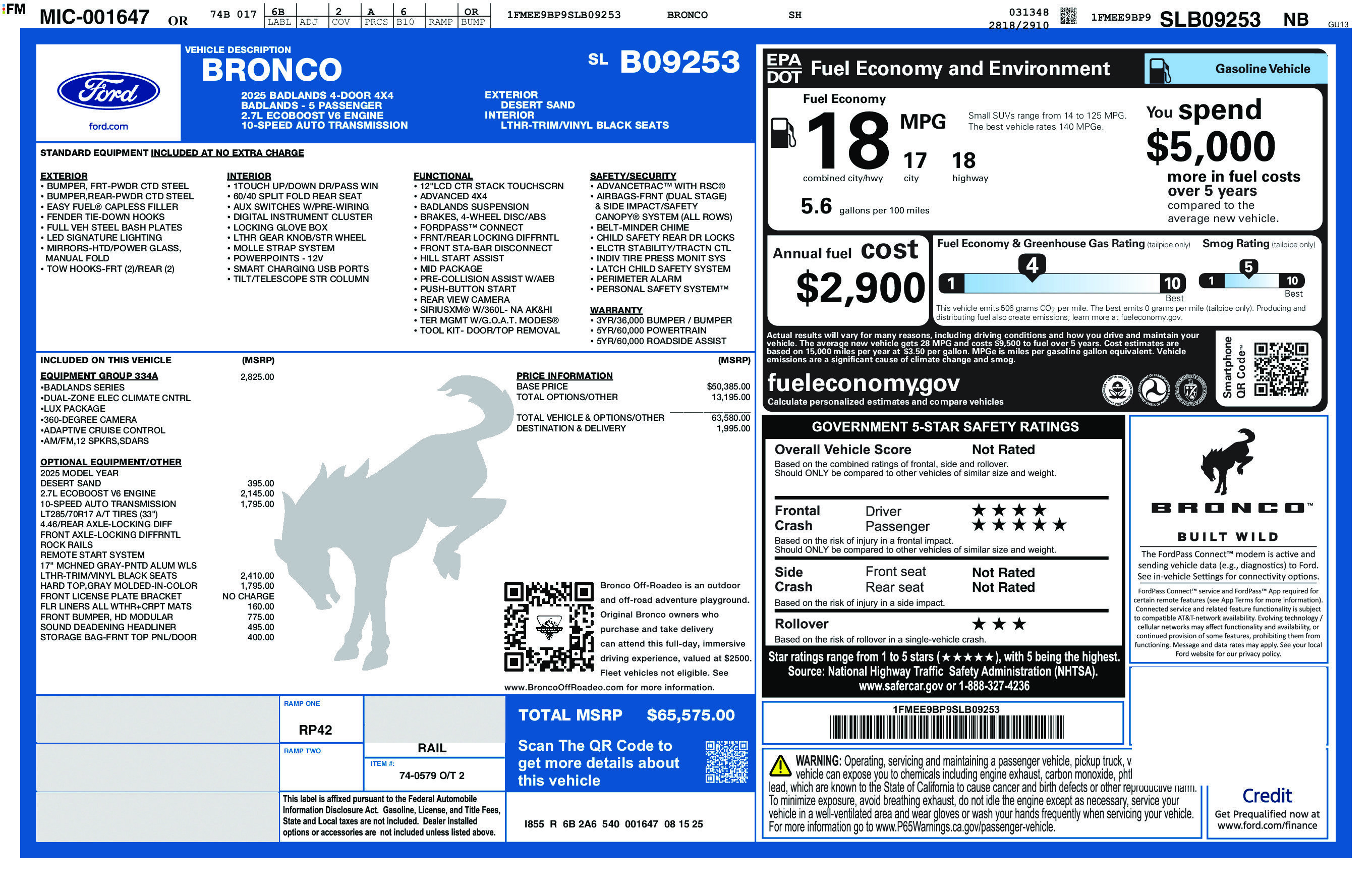 Certified 2025 Ford Bronco Badlands