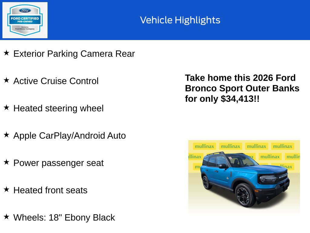Certified 2026 Ford Bronco Sport Outer Banks AWD/4WD image 19