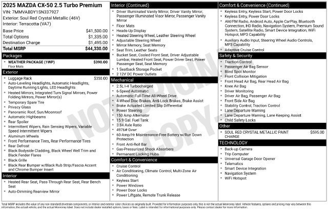 Used 2025 MAZDA CX-50 AWD 2.5 Turbo w/ Weather Package image 16