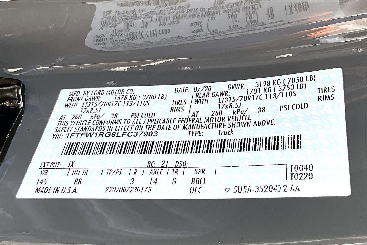 Certified 2020 Ford F150 Raptor w/ Equipment Group 802A Luxury AWD/4WD image 34