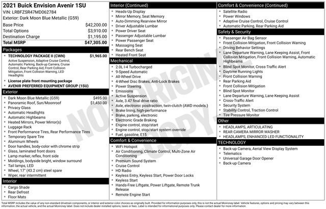 Used 2021 Buick Envision Avenir w/ Technology Package II image 32