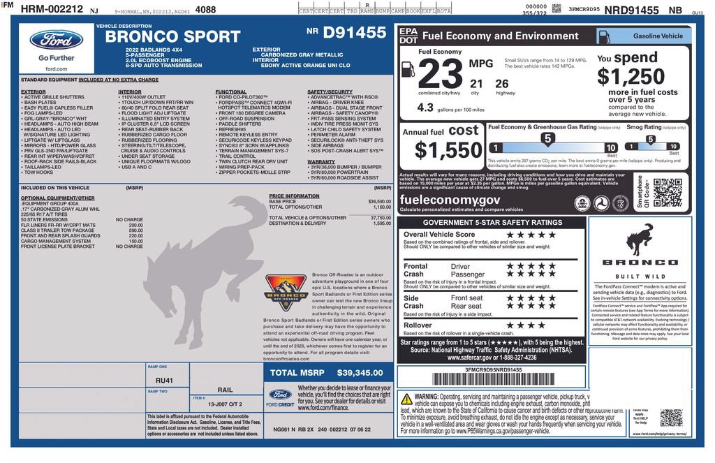 Certified 2022 Ford Bronco Sport Badlands AWD/4WD image 10
