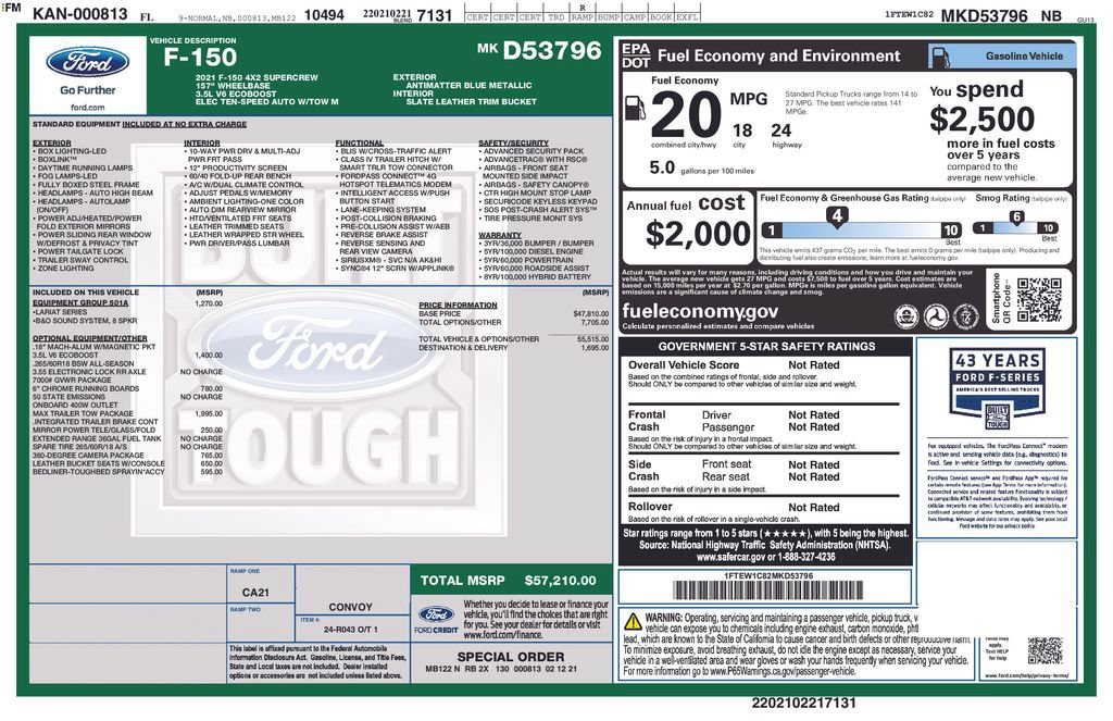 Certified 2021 Ford F150 Lariat w/ Max Trailer Tow Package RWD image 5