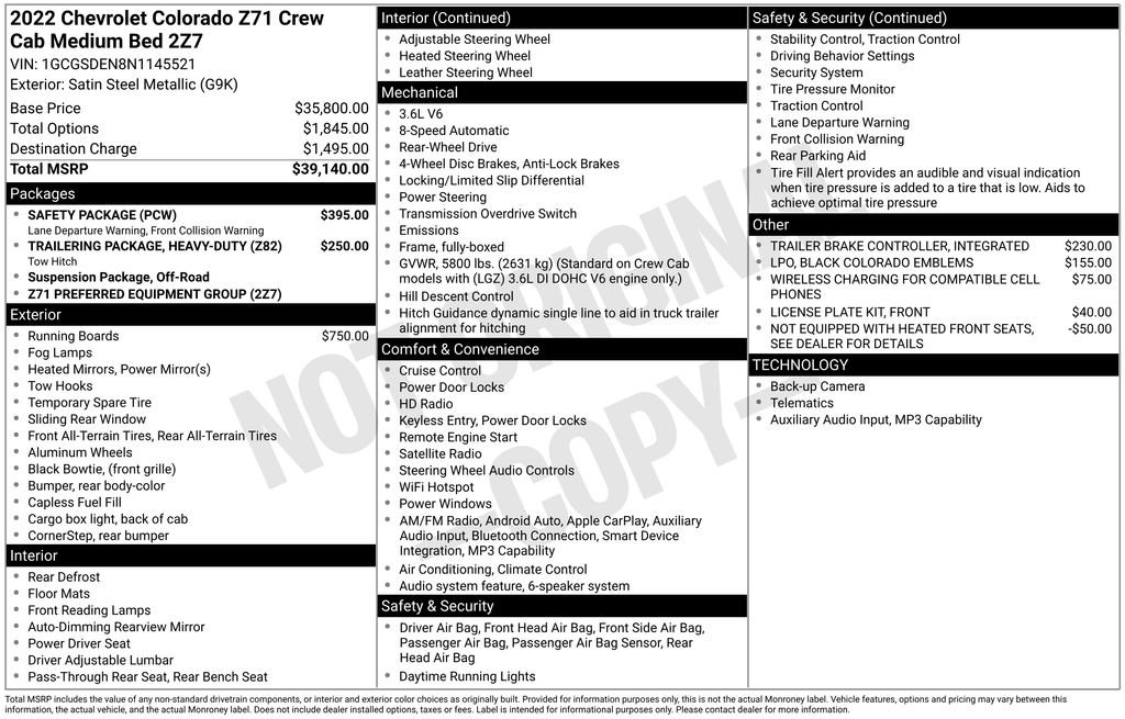 Used 2022 Chevrolet Colorado Z71 w/ Safety Package RWD image 5