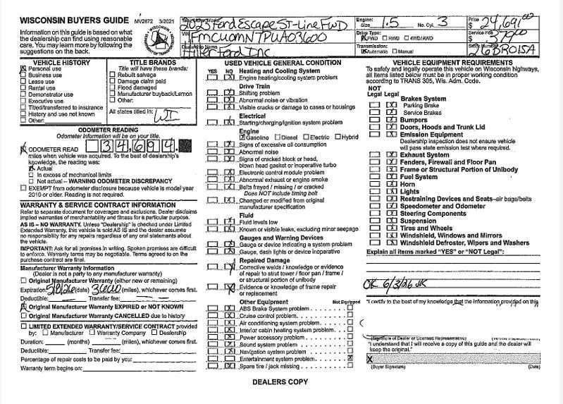 Certified 2023 Ford Escape ST-Line w/ Tech Pack #1 FWD image 44