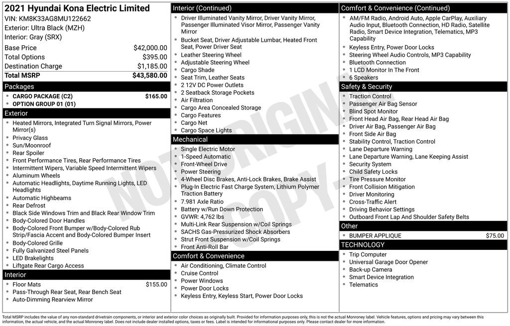 Used 2021 Hyundai Kona Limited w/ Cargo Package FWD image 36