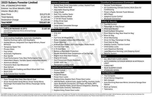 Used 2023 Subaru Forester Limited w/ Popular Package #2 AWD/4WD image 9