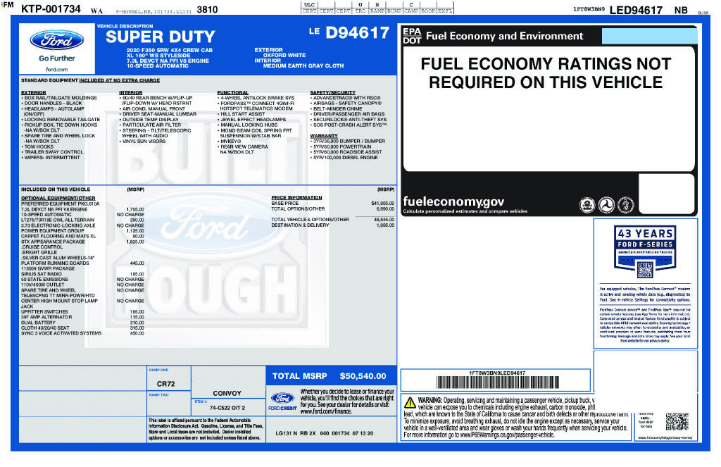 Certified 2020 Ford F350 XL w/ STX Appearance Package AWD/4WD image 4