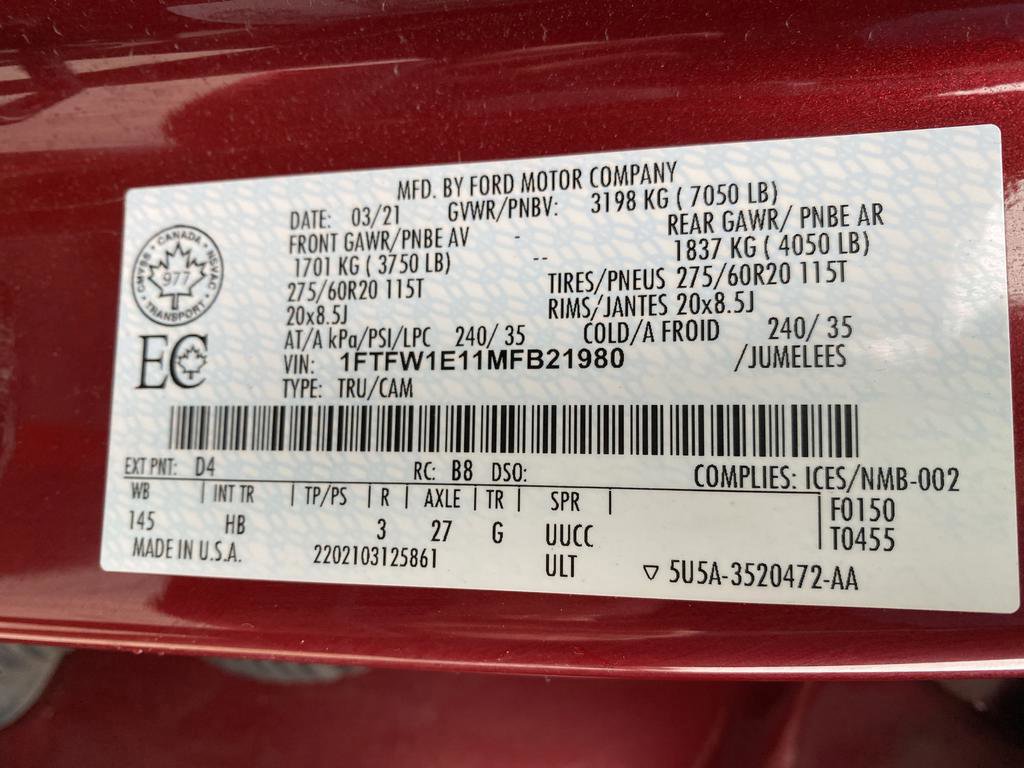 Certified 2021 Ford F150 Lariat w/ Equipment Group 502A High image 56