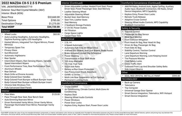 Used 2022 MAZDA CX-5 AWD 2.5 S w/ Premium Package image 38
