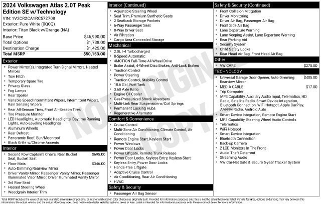 Used 2024 Volkswagen Atlas Peak Edition SE AWD/4WD image 47