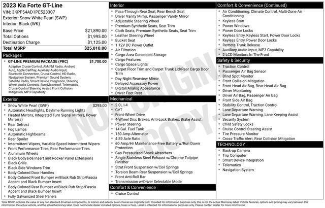 Used 2023 Kia Forte GT-Line w/ GT-Line Premium Package FWD image 33