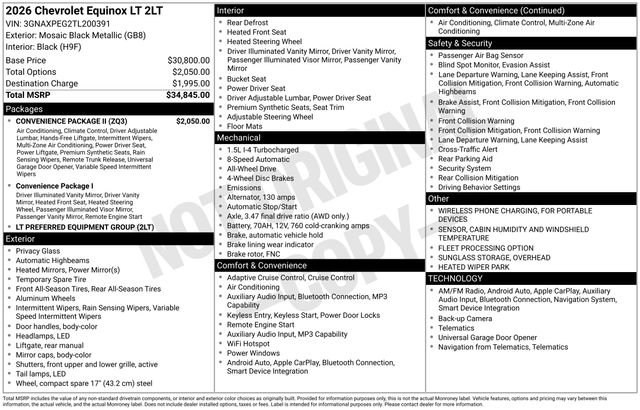 Used 2026 Chevrolet Equinox LT w/ Convenience Package II AWD/4WD image 33