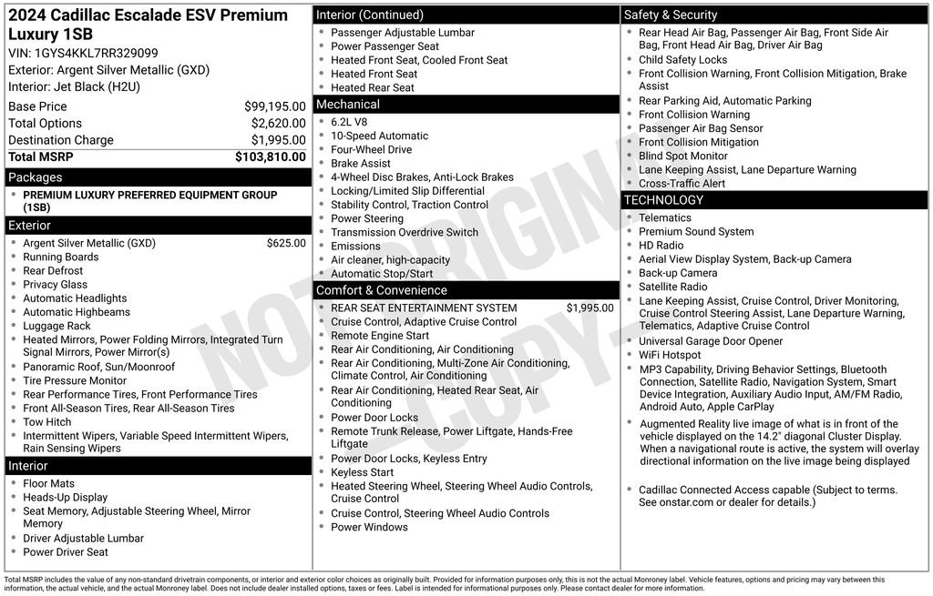 Used 2024 Cadillac Escalade ESV Premium Luxury AWD/4WD image 38