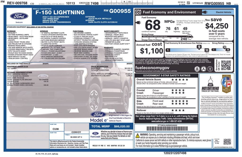 Certified 2024 Ford F150 Lightning XLT AWD/4WD image 3