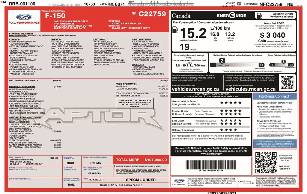 Certified 2022 Ford F150 Raptor w/ Equipment Group 801A High AWD/4WD image 6