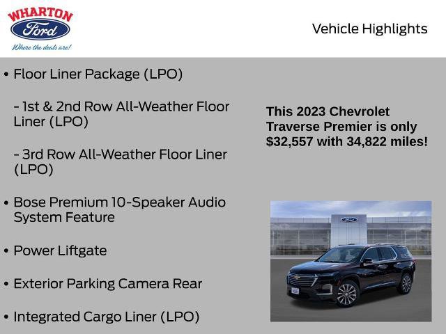 Used 2023 Chevrolet Traverse Premier w/ LPO, Floor Liner Package image 10