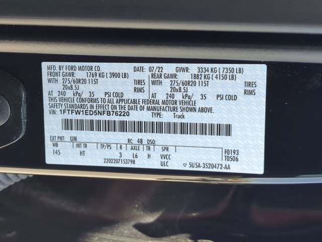 Certified 2022 Ford F150 Lariat w/ Equipment Group 502A High AWD/4WD image 39