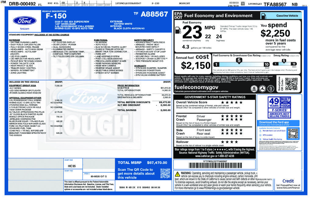 Certified 2026 Ford F150 XLT w/ Equipment Group 302A MID AWD/4WD image 12