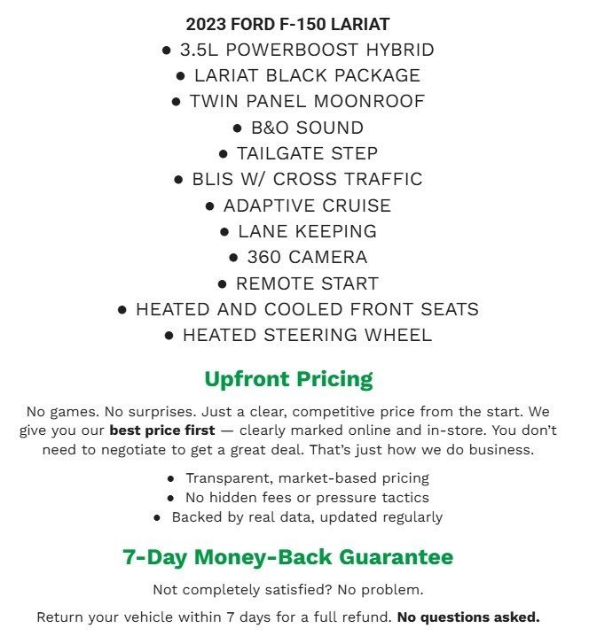 Certified 2023 Ford F150 Lariat w/ Equipment Group 502A High image 2