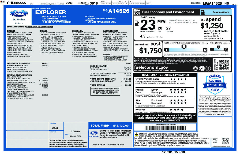 Certified 2021 Ford Explorer XLT w/ Equipment Group 202A AWD/4WD image 31