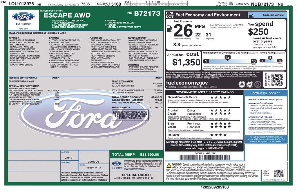 Certified 2022 Ford Escape Titanium w/ Class II Trailer Tow Package image 39