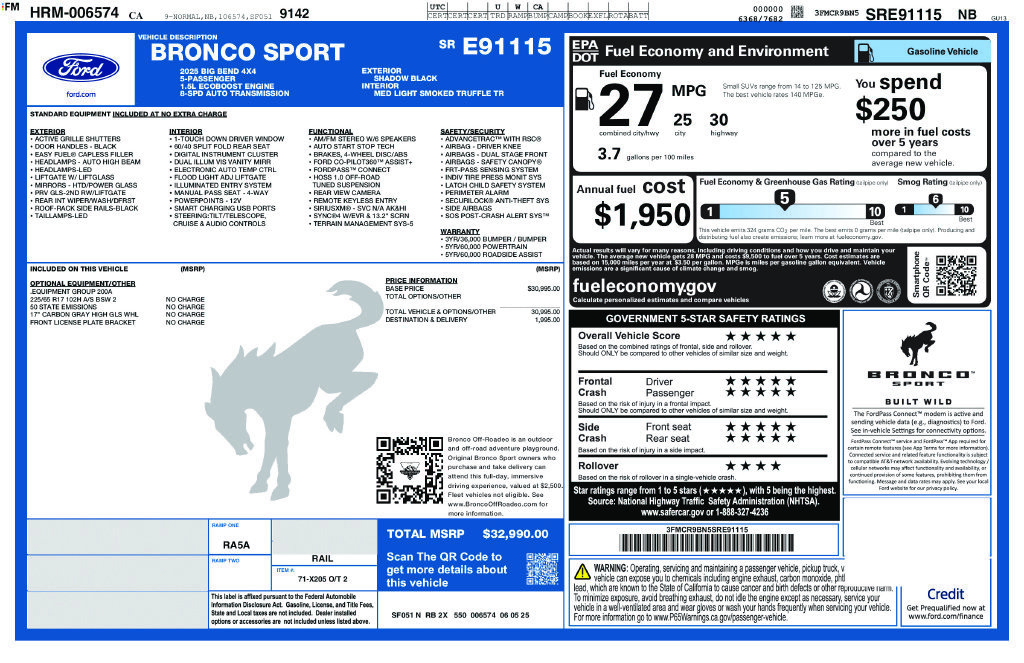 Certified 2025 Ford Bronco Sport Big Bend AWD/4WD image 3